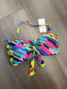Neon Multicolor Zigzag Bandeau Bikini Top